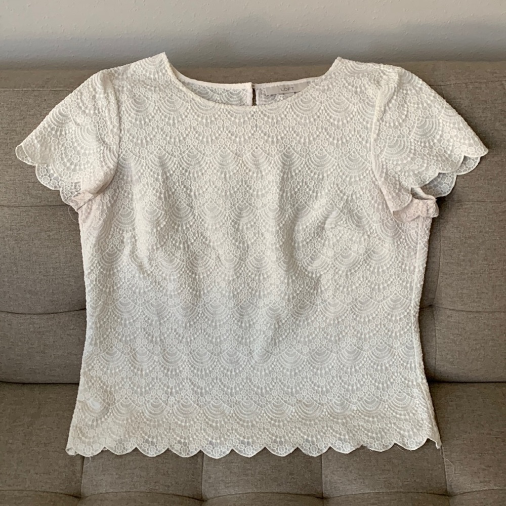 Loft White Dressy Blouse